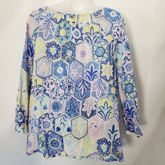 Talbots 100% Cotton Pastel Paisley Blouse‎ - Picture 2 of 4